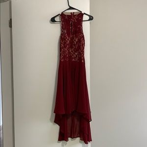 Formal Red Speechless Open Back Dress